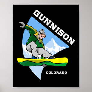 Gunnison Colorado Snowboarding Snowboarder Kids Sa Poster