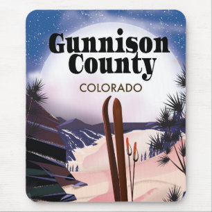 Gunnison county Ski travel poster. Mouse Pad