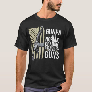 Gunpa Like A Normal Grandpa But Fun American Flag T-Shirt