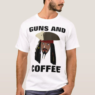 GUNS AND COFFEE Pirate Guy T-shirts