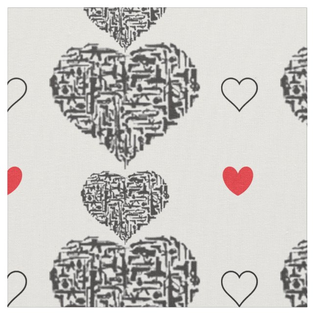Guns and Hearts Fabric (Close Up)