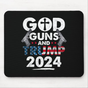 Guns And Trump 2024 Usa American Flag  Mouse Pad