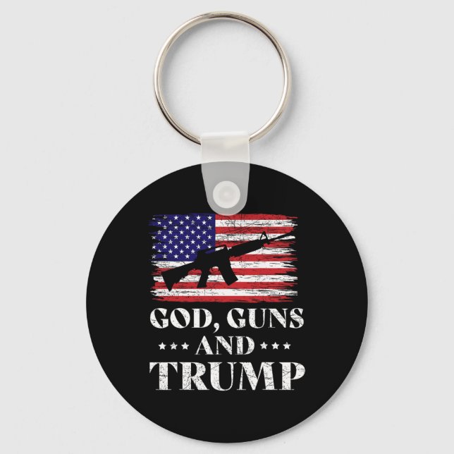 Guns And Trump Shirt  Key Ring (Front)