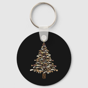 Guns Christmas Tree - Camo Print Xmas Gift For Gun Key Ring