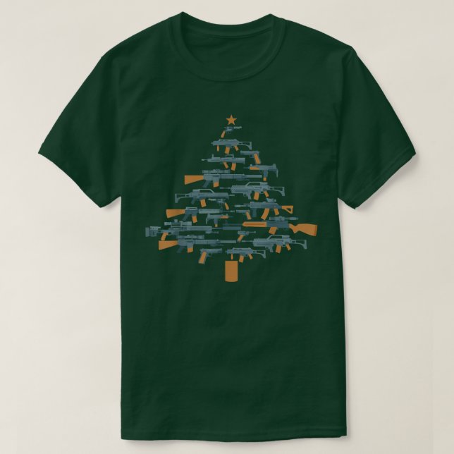 Guns Christmas Tree  Camo Print Xmas Gift For Gun  T-Shirt (Design Front)