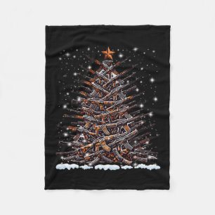 Guns Christmas Tree Funny Men Xmas 2024 For Gun Lo Fleece Blanket