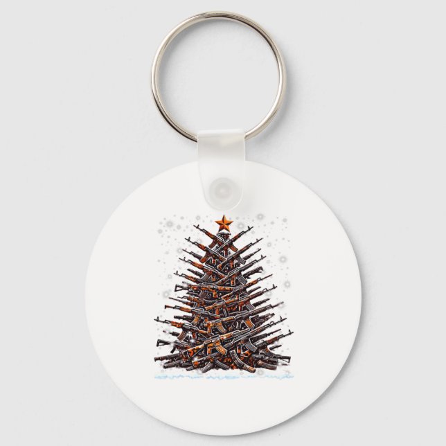 Guns Christmas Tree Funny Men Xmas 2024 For Gun Lo Key Ring (Front)
