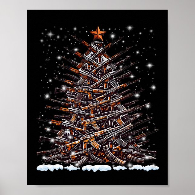 Guns Christmas Tree Funny Men Xmas For Gun Lover  Poster (Front)