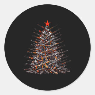 Guns Christmas Tree Funny Xmas 2025 For Gun Lover Classic Round Sticker