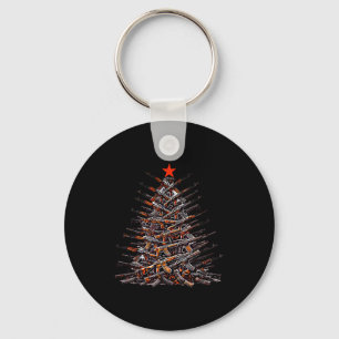 Guns Christmas Tree Funny Xmas 2025 For Gun Lover Key Ring