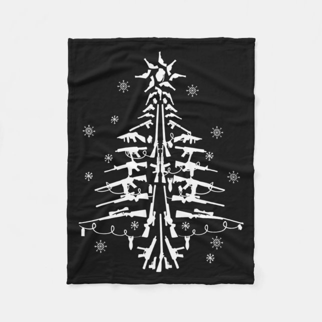 Guns Christmas Tree Xmas For Men Military  Fleece Blanket (Front)