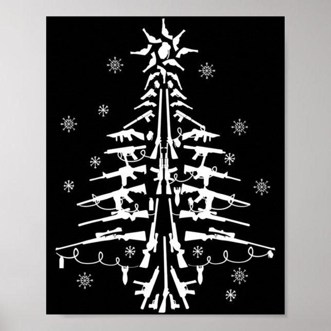 Guns Christmas Tree Xmas For Men Military  Poster (Front)