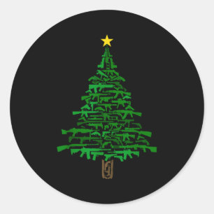 Guns Christmas Tree - Xmas Gift For Guns Lover Classic Round Sticker