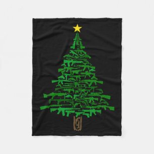 Guns Christmas Tree - Xmas Gift For Guns Lover Fleece Blanket