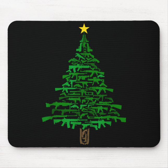 Guns Christmas Tree - Xmas Gift For Guns Lover  Mouse Pad (Front)