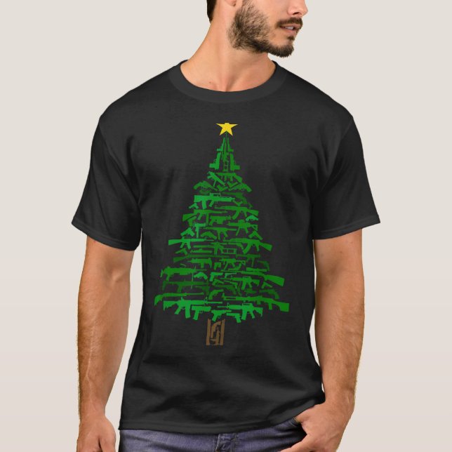 Guns Christmas Tree - Xmas Gift For Guns Lover  T-Shirt (Front)