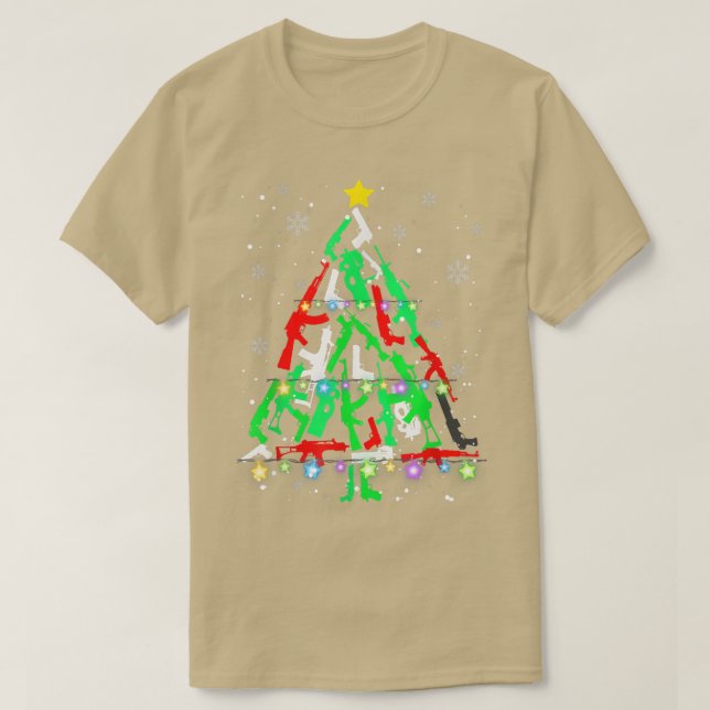 Guns Christmas Tree Xmas Gift For Lover Guns326 T-Shirt (Design Front)