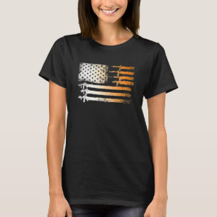 Guns Flag Distressed Veterans Hunters T-Shirt