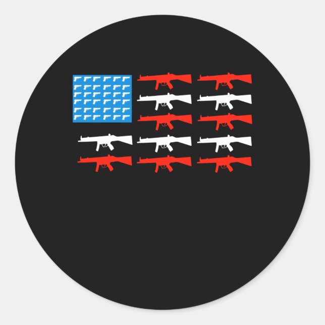 Guns Flag USA Gun Owners Gun Rights Classic Round Sticker (Front)