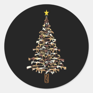 Guns Forming Into A Christmas Tree Funny Awesome Classic Round Sticker