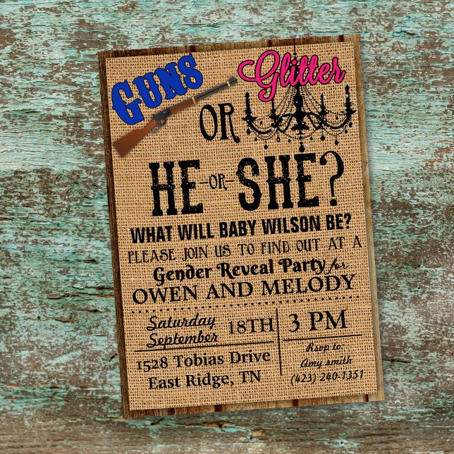 Guns or Glitter Gender Reveal Invitation (Creator Uploaded)