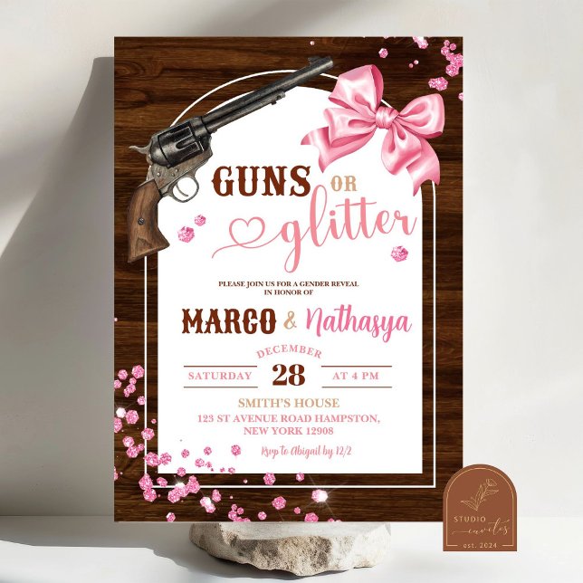 Guns or Glitter Gender Reveal Invitation (Creator Uploaded)