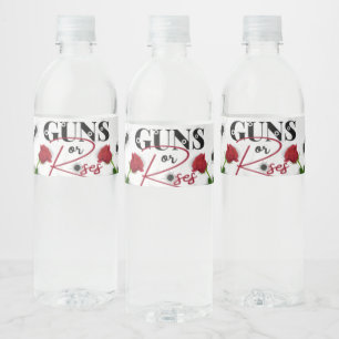 Guns or Roses Baby Shower Red/Black Favour  Water Bottle Label