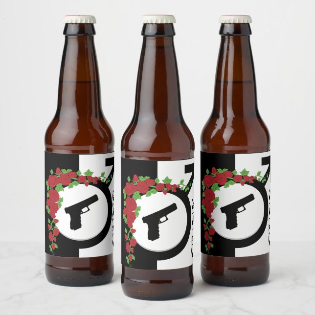 Guns or Roses Gender Reveal Baby Shower| Team GUNS Beer Bottle Label (Bottles)