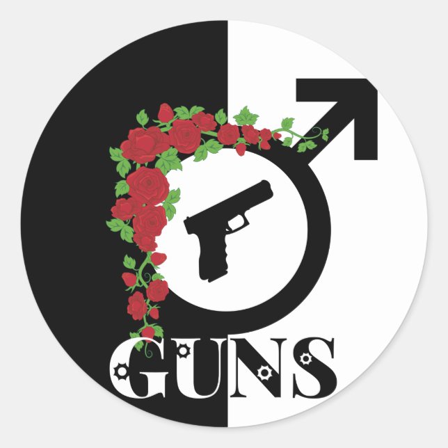 Guns or Roses Gender Reveal Baby Shower Team GUNS Classic Round Sticker (Front)