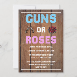 Guns or Roses Gender Reveal Invitation