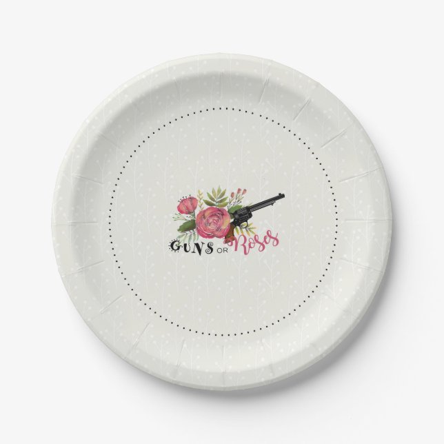 Guns or Roses Gender Reveal Party Plate (Front)