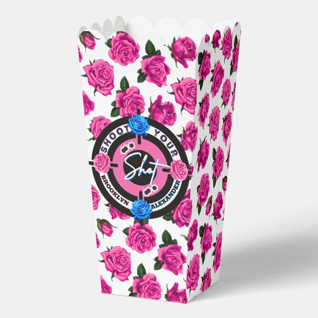 Guns or Roses Gender Reveal Pink/Blue Baby Shower  Favour Box (Front)