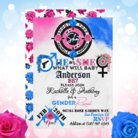 Guns or Roses Gender Reveal Pink Blue Baby Shower