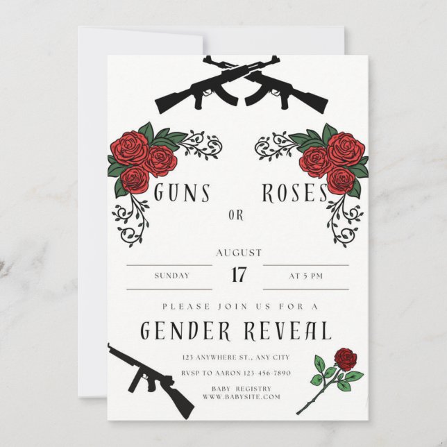 Guns & Roses, Gender Reveal Invite (Front)