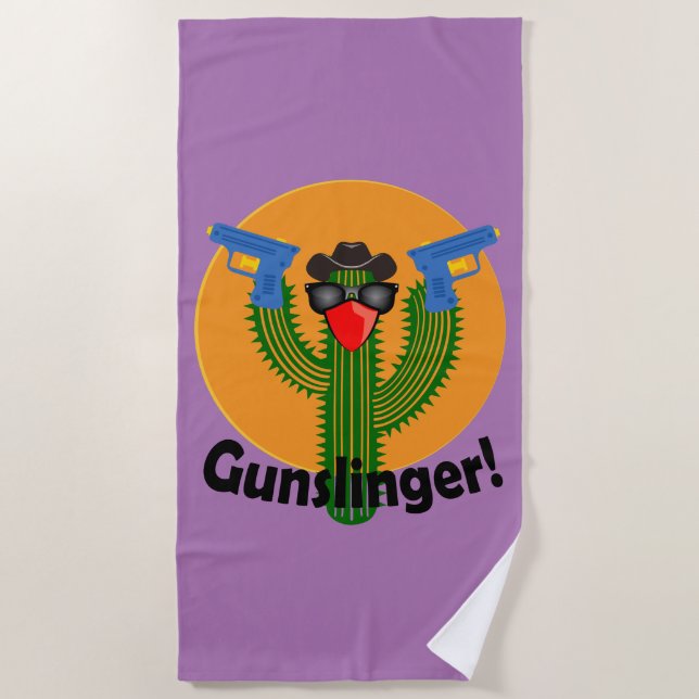 Gunslinger Cactus Design - Beach Towel (Front)