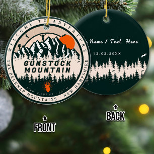 Gunstock Mountain NH - Hiking Skiing Souvenir Ceramic Tree Decoration
