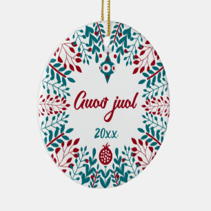 Guoð juol Elfdalian Övdalian Christmas Greeting Ceramic Tree Decoration