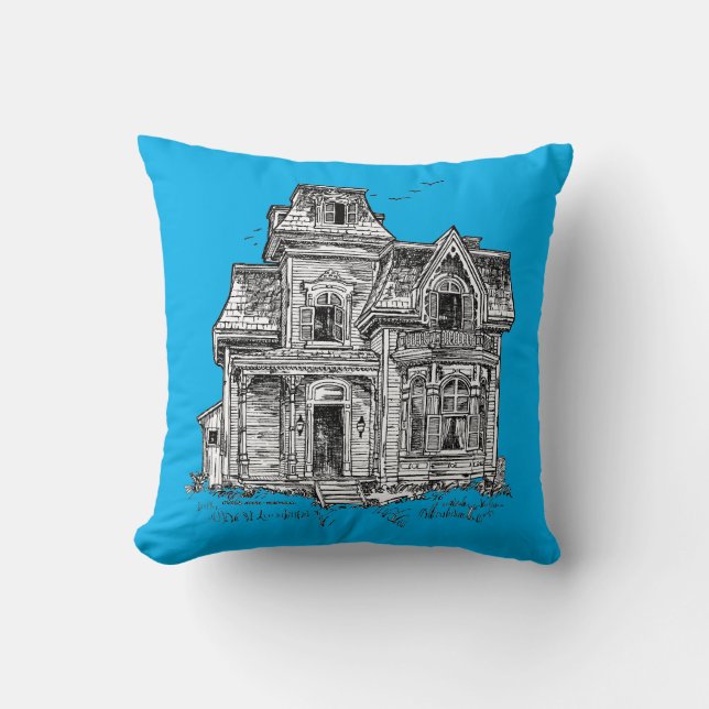 Gurd's House—Montreal Pen & Ink Art By Don Kirk Cushion (Front)