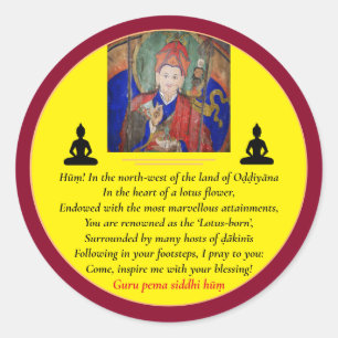 Guru Rinpoche & Seven Line Prayer /Padmasambhava Classic Round Sticker