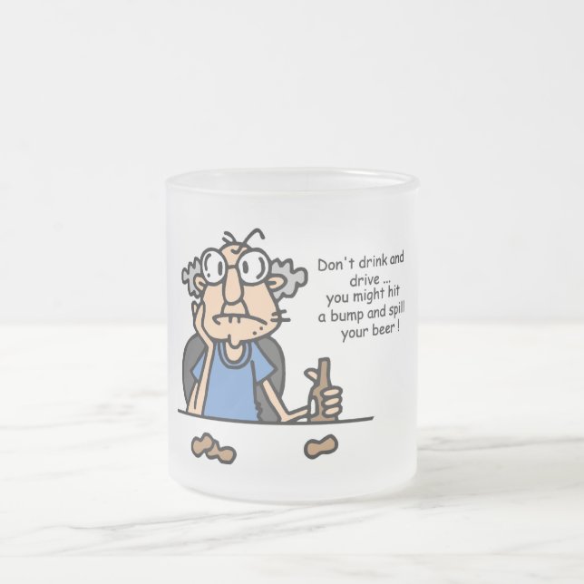 Gus on Drinking and Driving Frosted Glass Coffee Mug (Center)