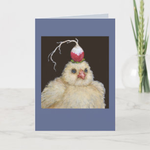 Gus, peep with radish card