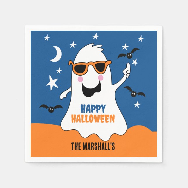 Gus the Ghost Halloween Cute Kids  Napkin (Front)