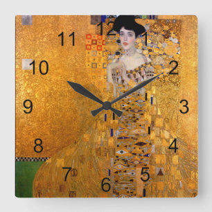 Gustav Klimt Adele Portrait Vintage Square Wall Clock