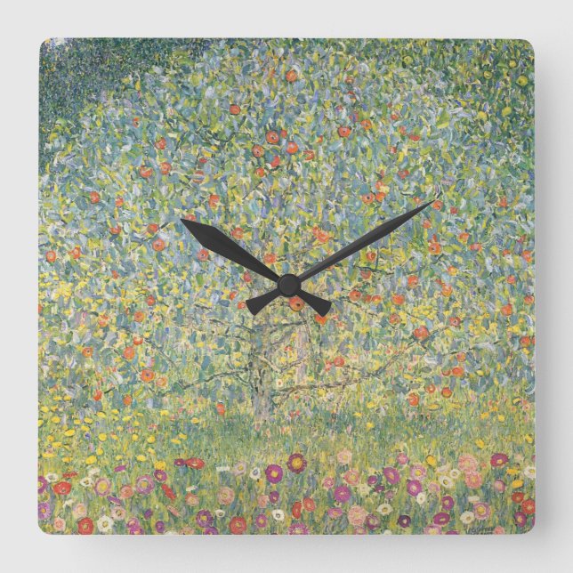 Gustav Klimt Apple Tree Square Wall Clock (Front)