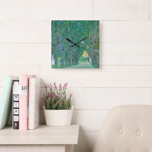 Gustav Klimt: Avenue of Schloss Kammer Park Square Wall Clock