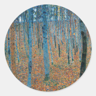 Gustav Klimt Beech Forest Vintage Fine Art Classic Round Sticker