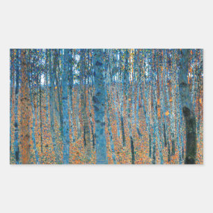 Gustav Klimt Beech Forest Vintage Fine Art Rectangular Sticker
