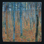Gustav Klimt Beech Tree Forest Grove Bandana<br><div class="desc">This is based on classic nature painting artworks by Gustav Klimt, Beech Grove 1, 1902. The artwork portrays a dense forest of tall, slender birch trees, with pale trunks marked by dark, vertical lines. The foliage is depicted in shades of blue, green, and yellow, adding a sense of depth and...</div>