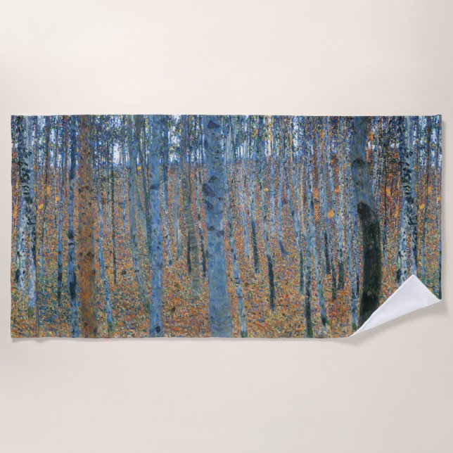Gustav Klimt Beech Tree Forest Grove Beach Towel (Front)