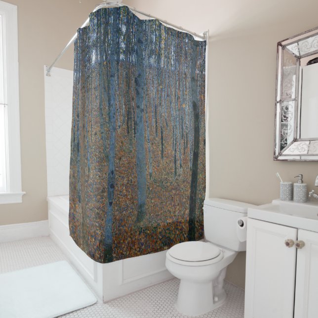 Gustav Klimt Beech Tree Forest Grove Classic Shower Curtain (In Situ)